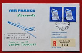 UNO GENF AIR FRANCE CARAVELLE FLUGPOST GENEVE TOULOUSE 1969