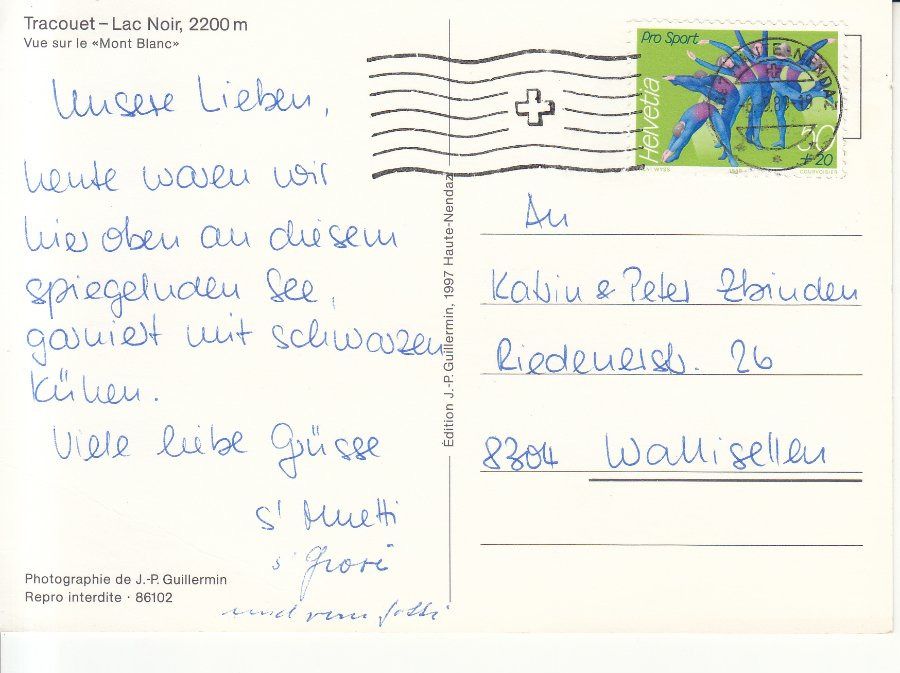 Cartoline postali: Tracouet Lac Noir 1989 – Usato da Bürglen TG venduto da StampGraf 1
