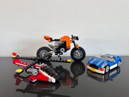 3x 3in1 LEGO CREATOR Sets (Motorrad, Auto, Helikopter)