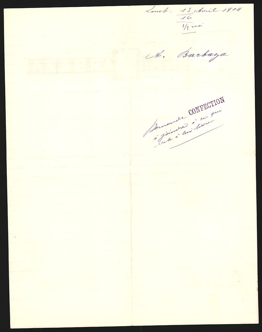 Sonstiges zum Sammeln & Seltenes: Rechnung Le Pont-d'Orbieu 1904, A. Barba – Gebraucht aus Berlin von bartko-reher 1