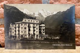 HOTEL BELLEVUE - Interlaken - Werbe AK - Berner Oberland
