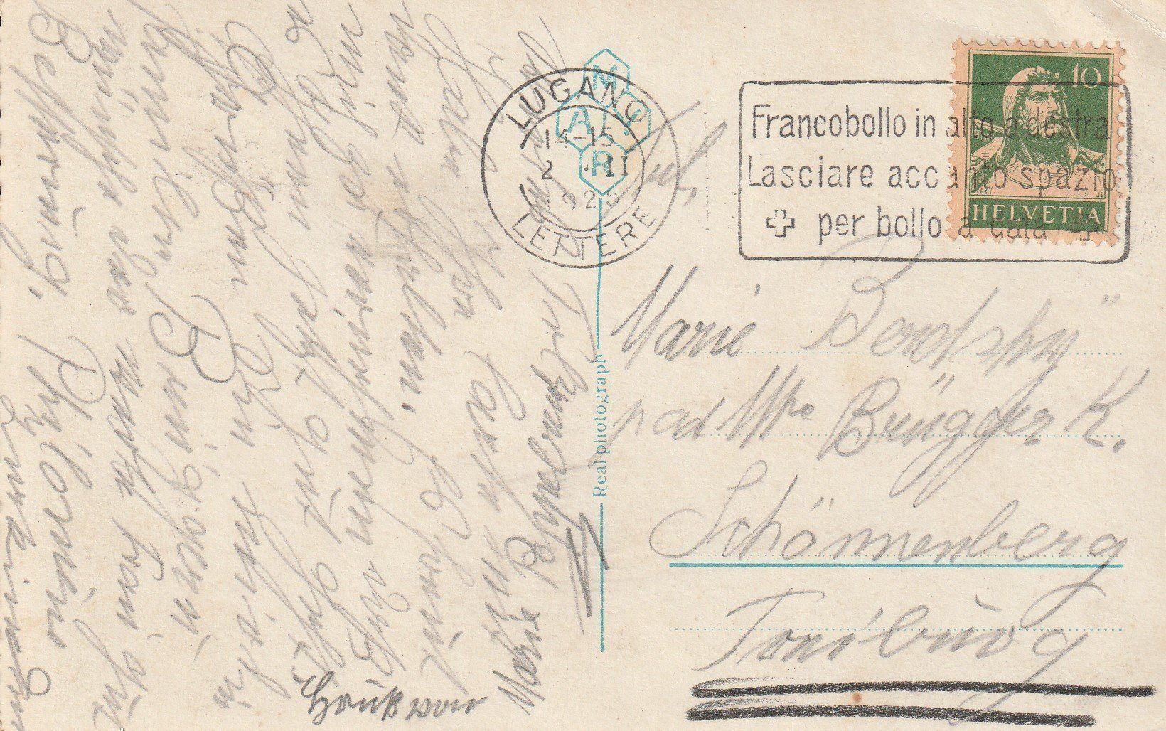 Cartoline postali: AK Lugano Lago gel. 2.2.1925 – Usato da Fribourg venduto da schnalla92 1