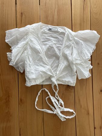 Zara Wickelbluse weiss mit Rüschen Grösse XS guter Zustand