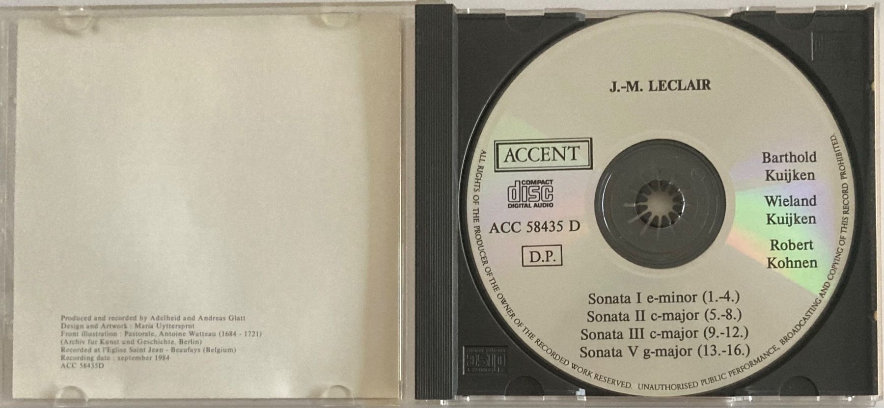CD: JEAN-MARIE LECLAIR..... - COMPLETE FLUTE SONATAS - VOL. 1 – Usato da Poliez-Pittet venduto da Newtown-Records 2