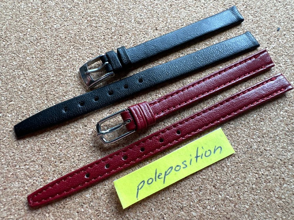 Stück Uhrenarmband 8mm Leder, rot und schwarz (Neu (gemäss
