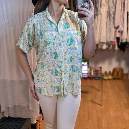 Vintage Unisex Viskosehemd Gr.  S & L