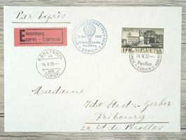 TR13 Enveloppe + Timbre Suisse 1939 Theme Ballon