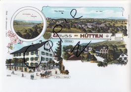 Gruss aus Hütten - (AK Litho Ansicht um 1900 im Format A4)