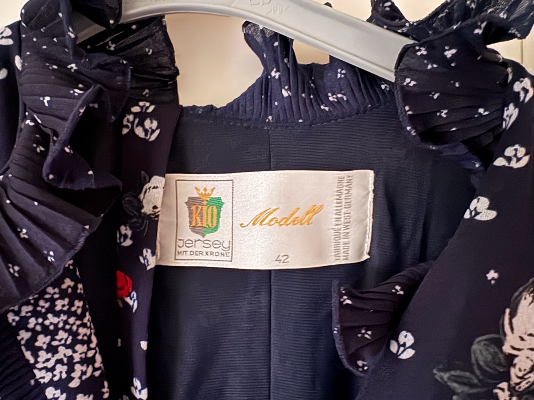 Vestiti: Langes fliessendes Jerseykleid blau gemustert, Polyester – Nuovo (secondo la descrizione) da Oberrieden venduto da pet_n2c2 3