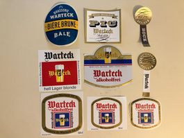 9 Etiketten Warteck Bier