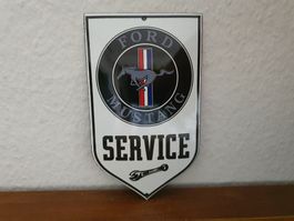 Emailschild Ford Mustang Service Logo Emaille Schild Reklame
