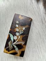 Schöne Brosche Meierisli Muschel Harz Resin Inlay