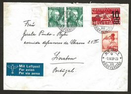 Flugpost Schweiz 1938 Bern Genf Lissabon Luftpost