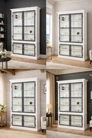 Elegante Vitrine in Weiß & Grau – klassischer Landhausstil