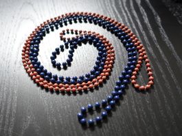 Halskette in Braun und Dunkelblau aus Kunststoff, 2 Stück