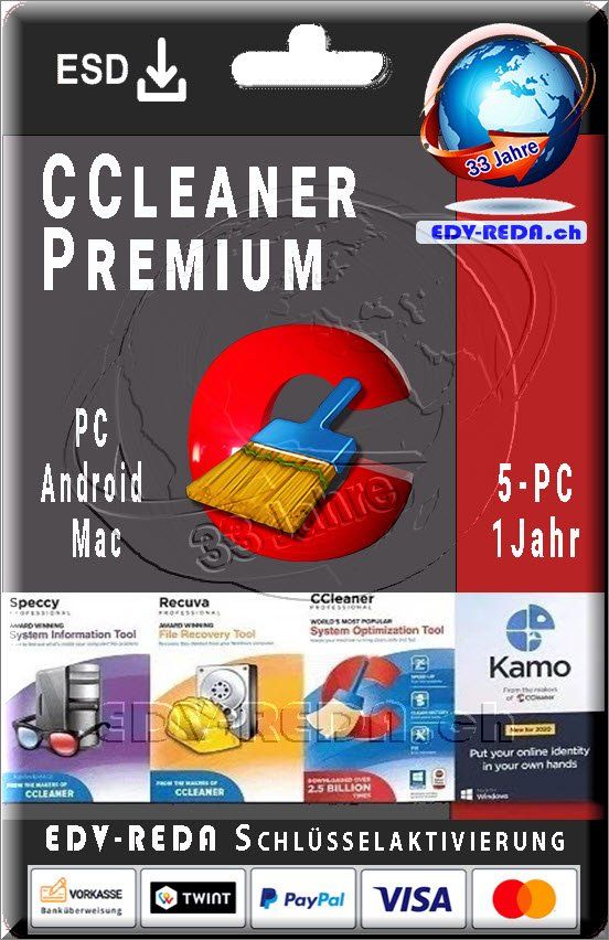 Adobe Software: CCleaner CCleaner Premium Bundle   5 PC Windows 1 Jahr ABO – Neu (gemäss Beschreibung) aus Langenthal von Reda