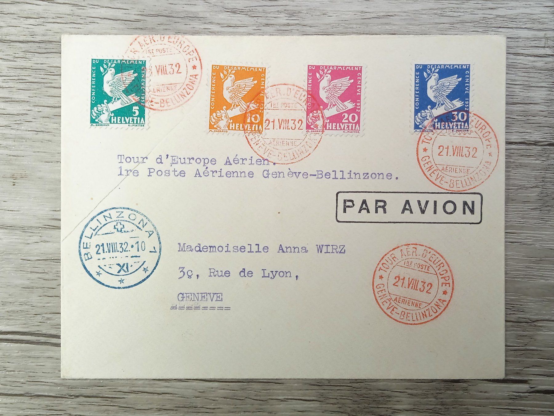 Tutti i francobolli: TR52 Enveloppe + Timbre Suisse 1932 – Usato da Cousset venduto da Patrick_Collections