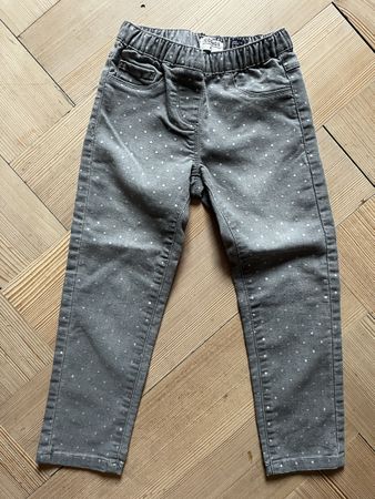 Süsse Mädchen Jeggings Gr. 110 grau mit Silber-Punkte