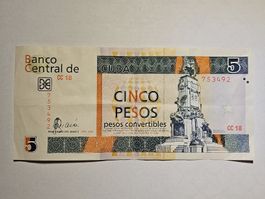 Kubanische Banknote: 5 Pesos Convertibles, Top Zustand!