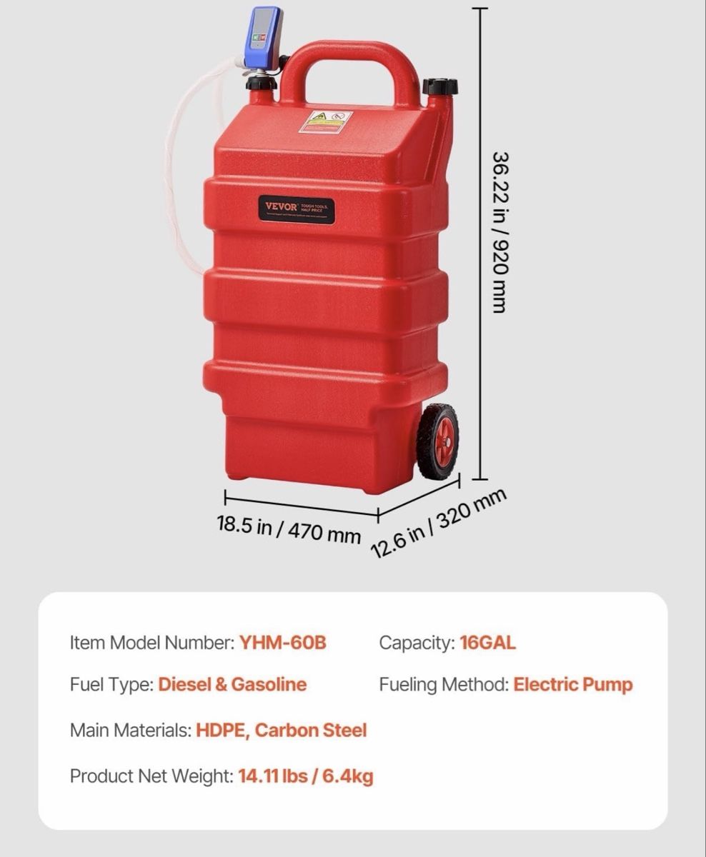 Tutti gli attrezzi: VEVOR Kraftstofftrolley, 60 L,  – Nuovo (secondo la descrizione) da Speicherschwendi venduto da GravityScooters 3