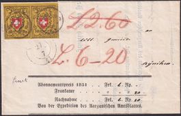 1851, traumhaft schöner Brief von AARAU nach RINIKEN +Attest