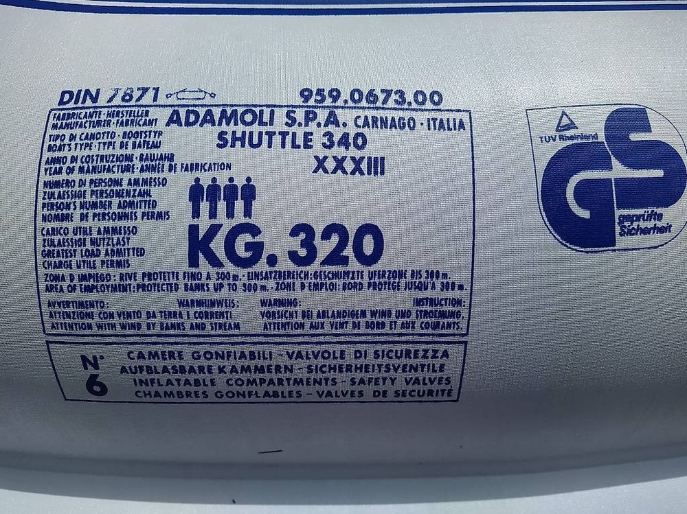 Schlauchboot Adamoli Shuttle 340 mit Holz-Paddel (Gebraucht) in ...