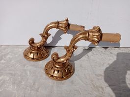 2 Antike Wandlampen Holz Barockstil Goldfarbe Made in Italy
