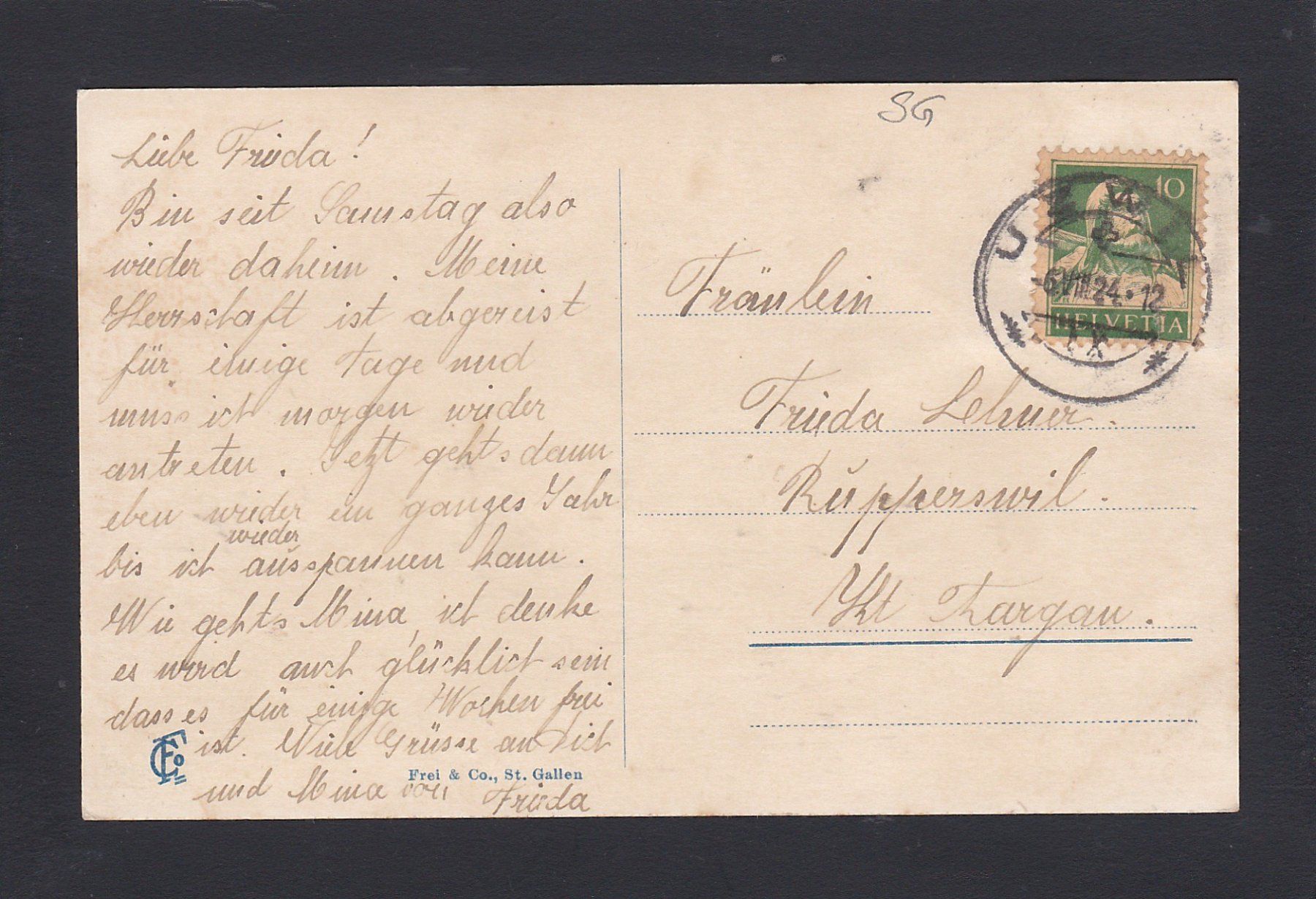 Cartoline postali: UZWIL, 1924 – Usato da Reiden venduto da cinfis 1
