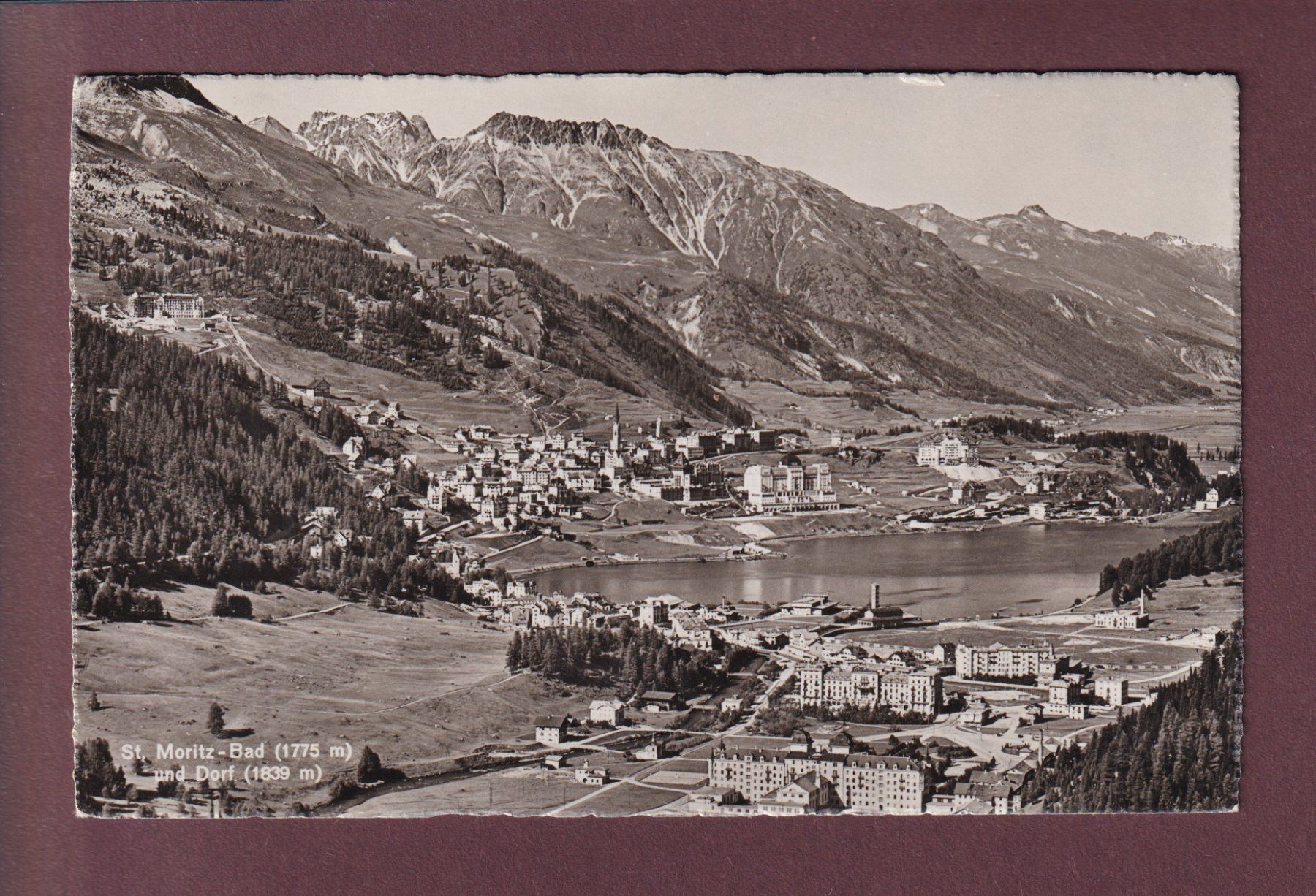 Cartoline postali: ST. MORITZ-BAD und DORF - 1947 – Usato da Pully venduto da nicecards