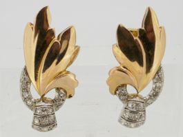 Handarbeit Ohrstecker Rosegold mit Weißgold Brillanten 750