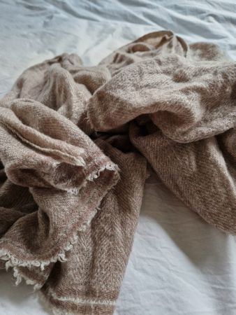 100% Kaschmir Schal beige braun sandfarben cashmere
