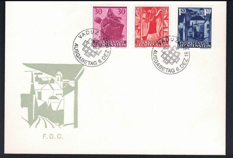 Tutti i francobolli: 3 Ersttagsbriefe Liechtenstein 1962 – Usato da Pfäffikon ZH venduto da Romulus 1