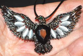 Brosche oder Halskette - L-6710 - Adler silbrig mit Strass