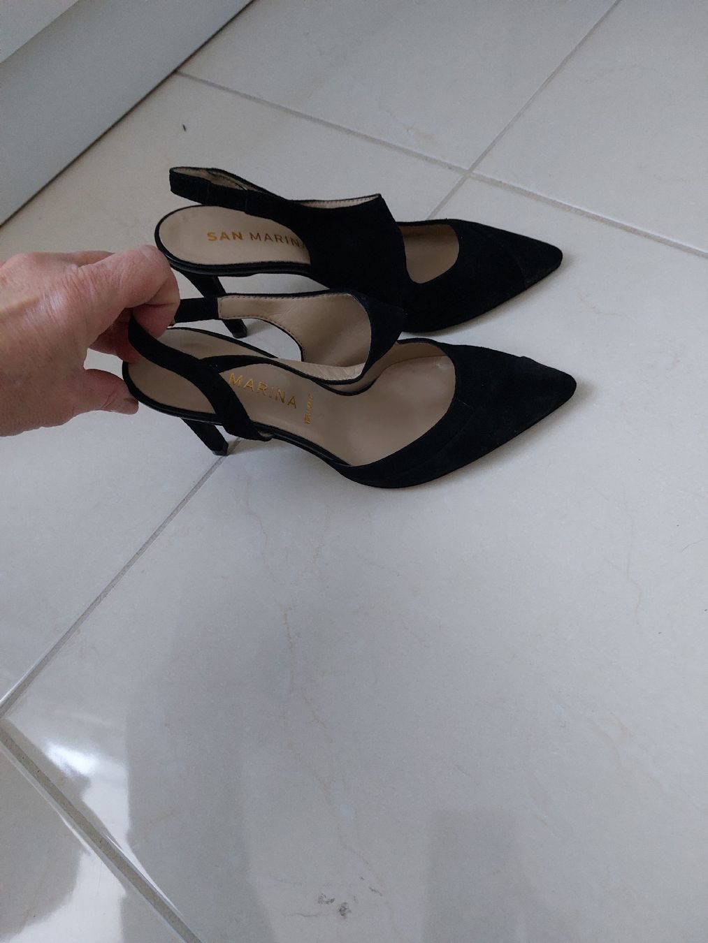 Damenschuhe: Escarpin San Marina, noir , en daim véritable – Neu und originalverpackt aus Formangueires von Fabienne1974 1