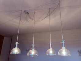 4er-Set Vintage Glaskolben-Pendelleuchten – Fällander Glas