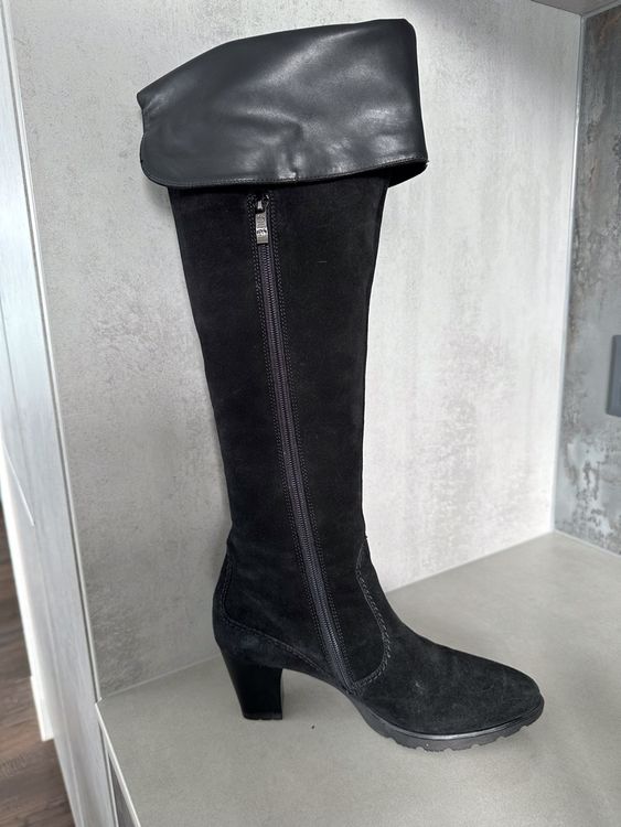 Elegante schwarze Wildleder Stiefel Gr. 37,5 2