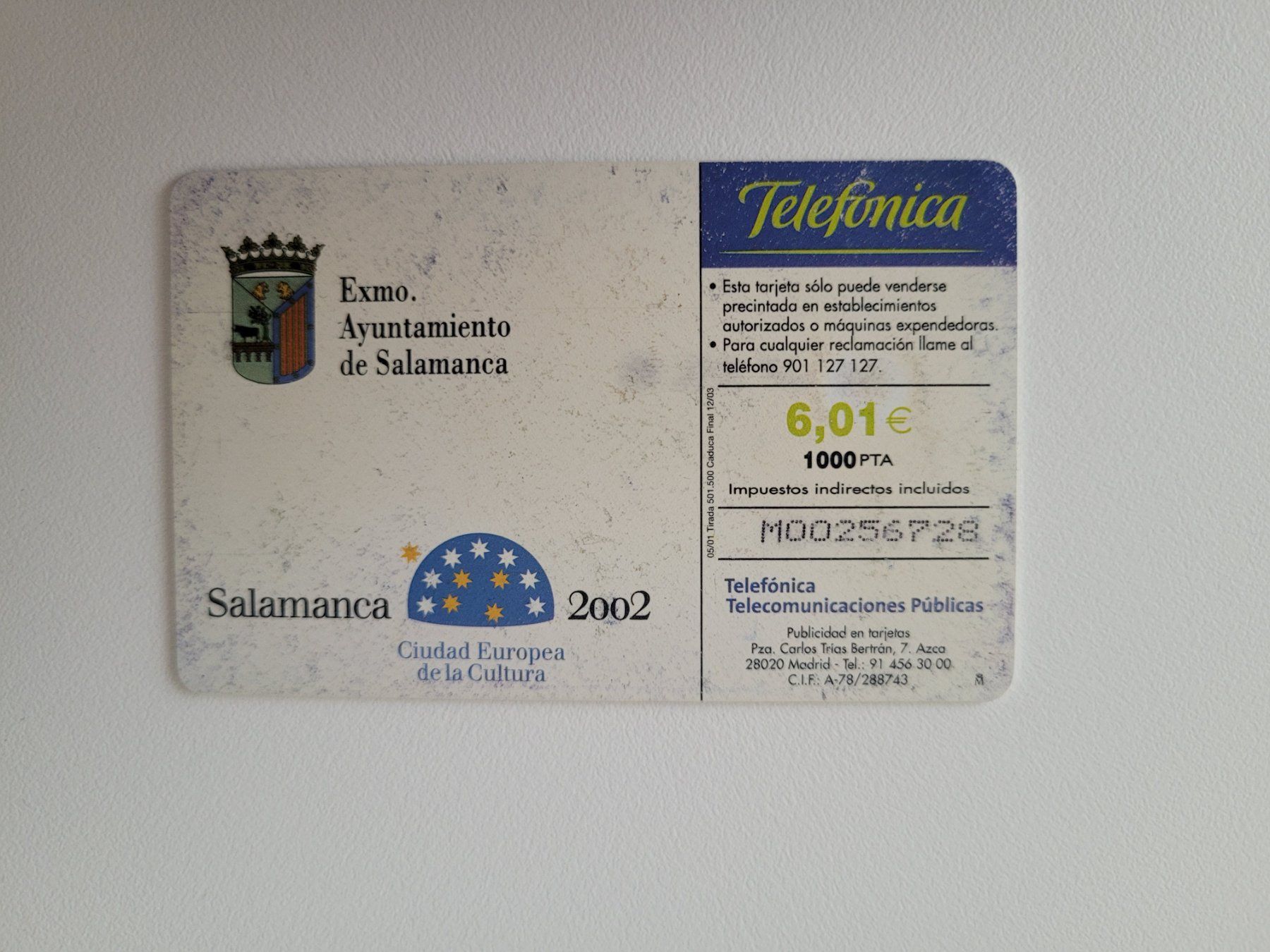 Schede telefoniche: Telefonkarte Spanien "Salamanca" – Usato da Inwil venduto da Flower2325 1