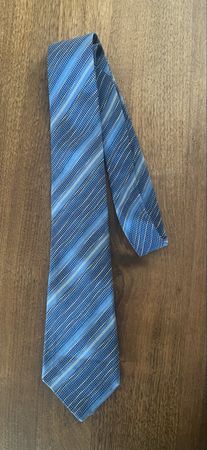 Edle LANVIN Paris Seidenkrawatte – Blau Gestreift – 