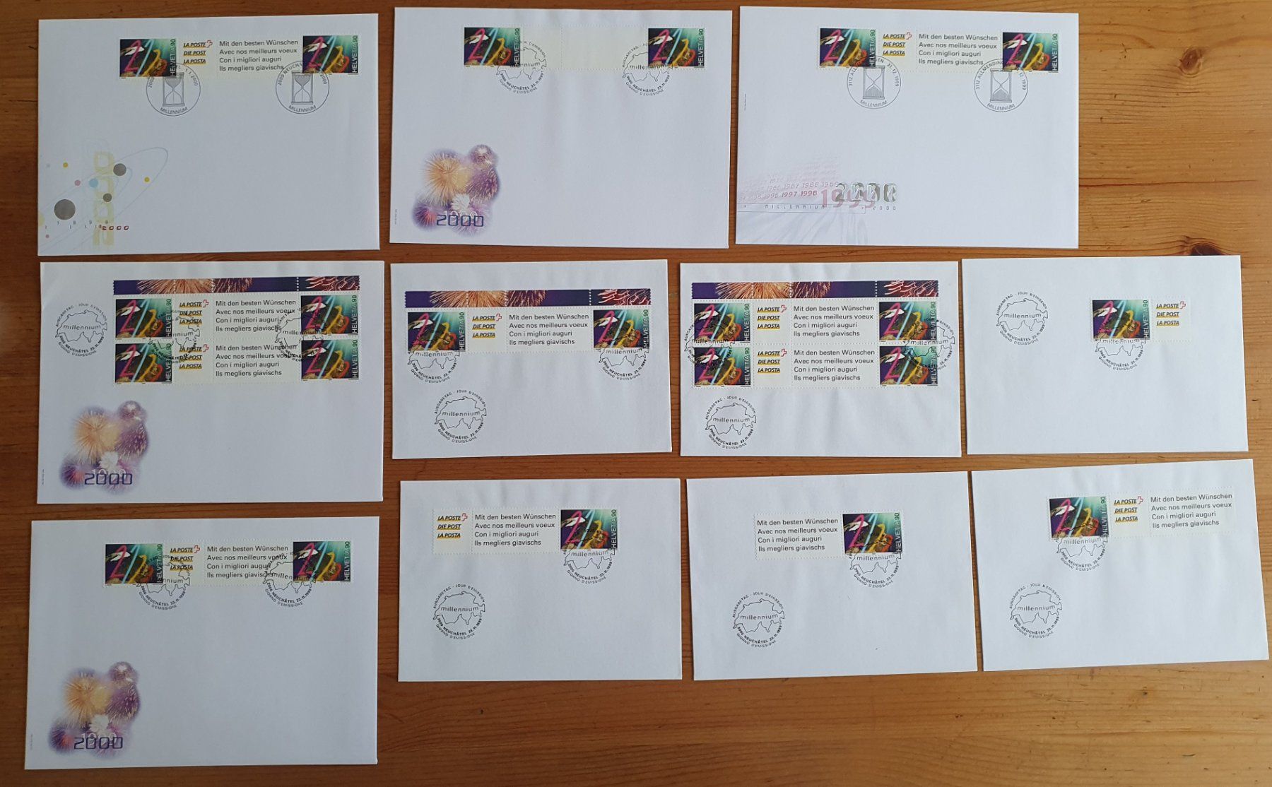 Alle Briefmarken: FDC Lot: Millenium 23.11.1999 /  11 Briefe – Gebraucht aus Dällikon von Minita