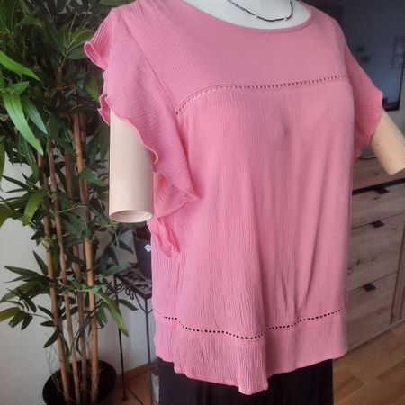 Damen Bluse pink Grösse L mit Rüschenärmel guter Zustand