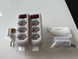 2x Steckdosenleiste m. Schalter+Adapter+Kindersicherung Top!