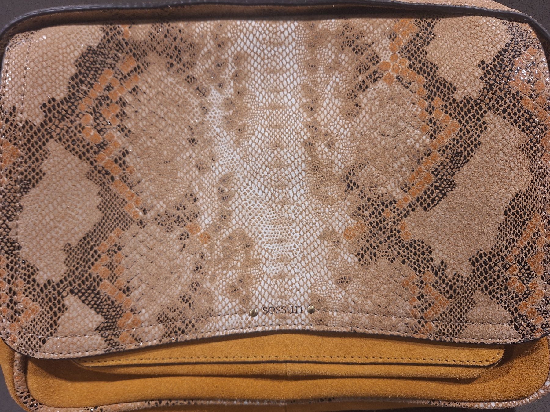 Sessun Borse da donna: Sessùn Leder Handtasche Gelb/Python-Look – NEU – Nuovo e nell'imballaggio originale da Zürich venduto da Susan1510 5