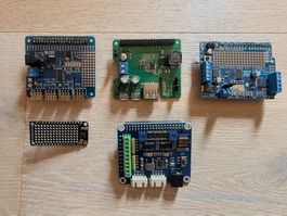 5x Erweiterungsboards: Motor-HATs, PWM, StromPi, LED