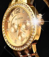 Damen- /Herrenuhr mit Svarowskisteinen Farbe Gold
