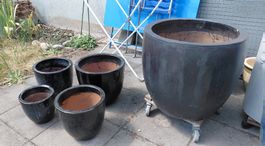 Blumentöpfe athrazit 5 stk glasiert
