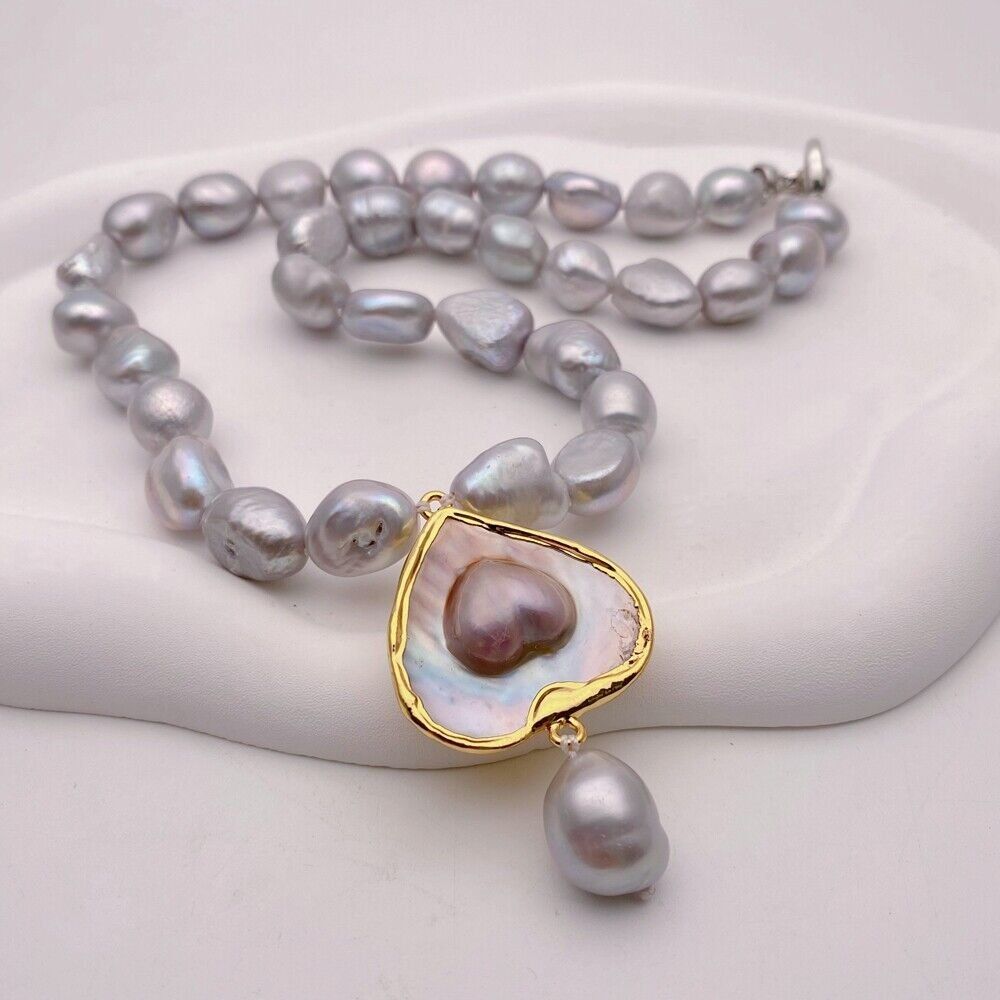 Catenine: Herz Grau Perlen Halskette Collier Perle Perlenkette Echt 1c – Nuovo (secondo la descrizione) da Prilly venduto da ilyria73 3