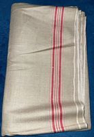 Antikes Rolltuch Leinen Mangeltuch Stoff rot 280 x 68 cm 1