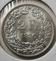 2 Franken 1920 Silber TOP