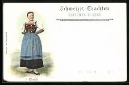 AK Schweizerin in Tracht aus Zürich