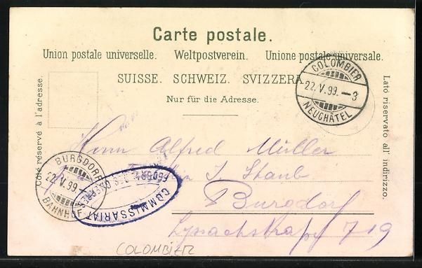 Ansichtskarten: Litho Colombier /NE, Les Casernes de Col – Gebraucht aus Berlin von bartko-reher 1
